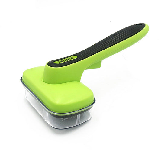 "Self-Cleaning Pet Grooming Brush - Green Slicker Brush for Dogs and Cats, Effective Shedding and Detangling Tool"