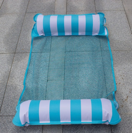 Inflatable Pool Lounger with Mesh Bed and Headrest