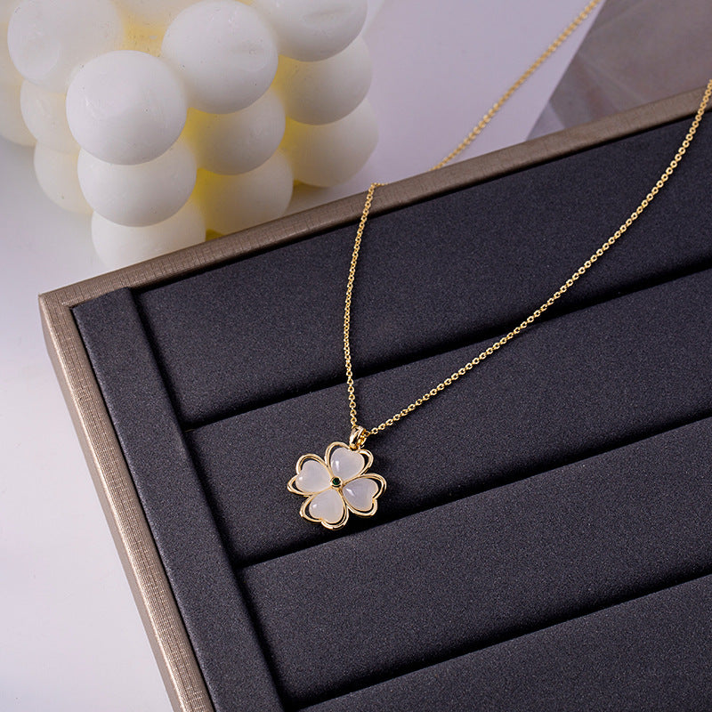 Gold Plated Four-Leaf Clover Pendant Necklace