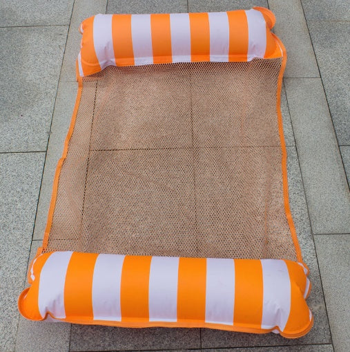 Inflatable Pool Lounger with Mesh Bed and Headrest