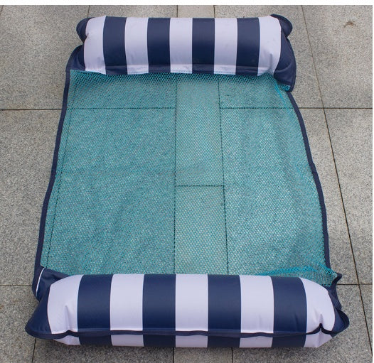 Inflatable Pool Lounger with Mesh Bed and Headrest