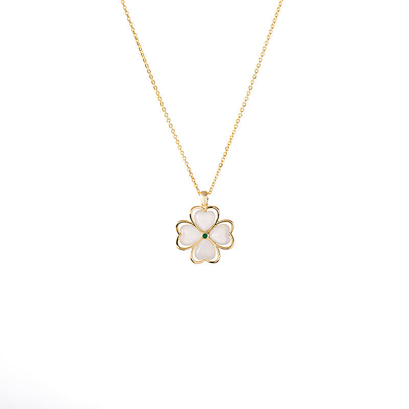 Gold Plated Four-Leaf Clover Pendant Necklace