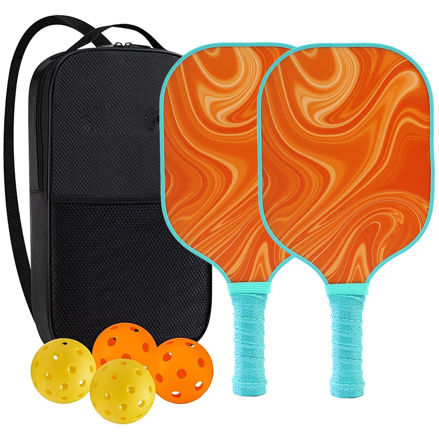 "Professional Pickleball Paddle set with balls  - Unique Artistic Design with fiberglass  Paddle for Enhanced Performance"