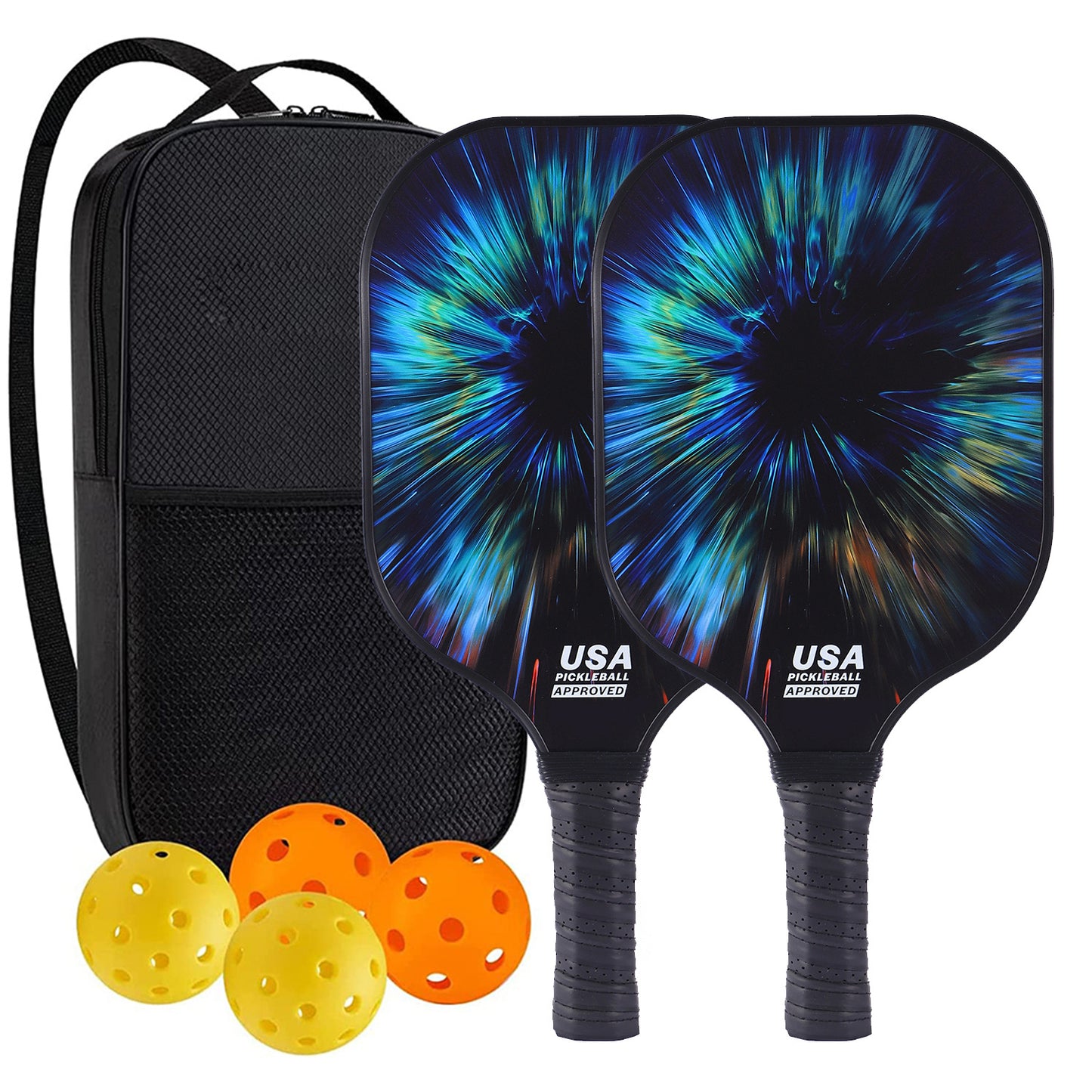 "Professional Pickleball Paddle set with balls  - Unique Artistic Design with fiberglass  Paddle for Enhanced Performance"