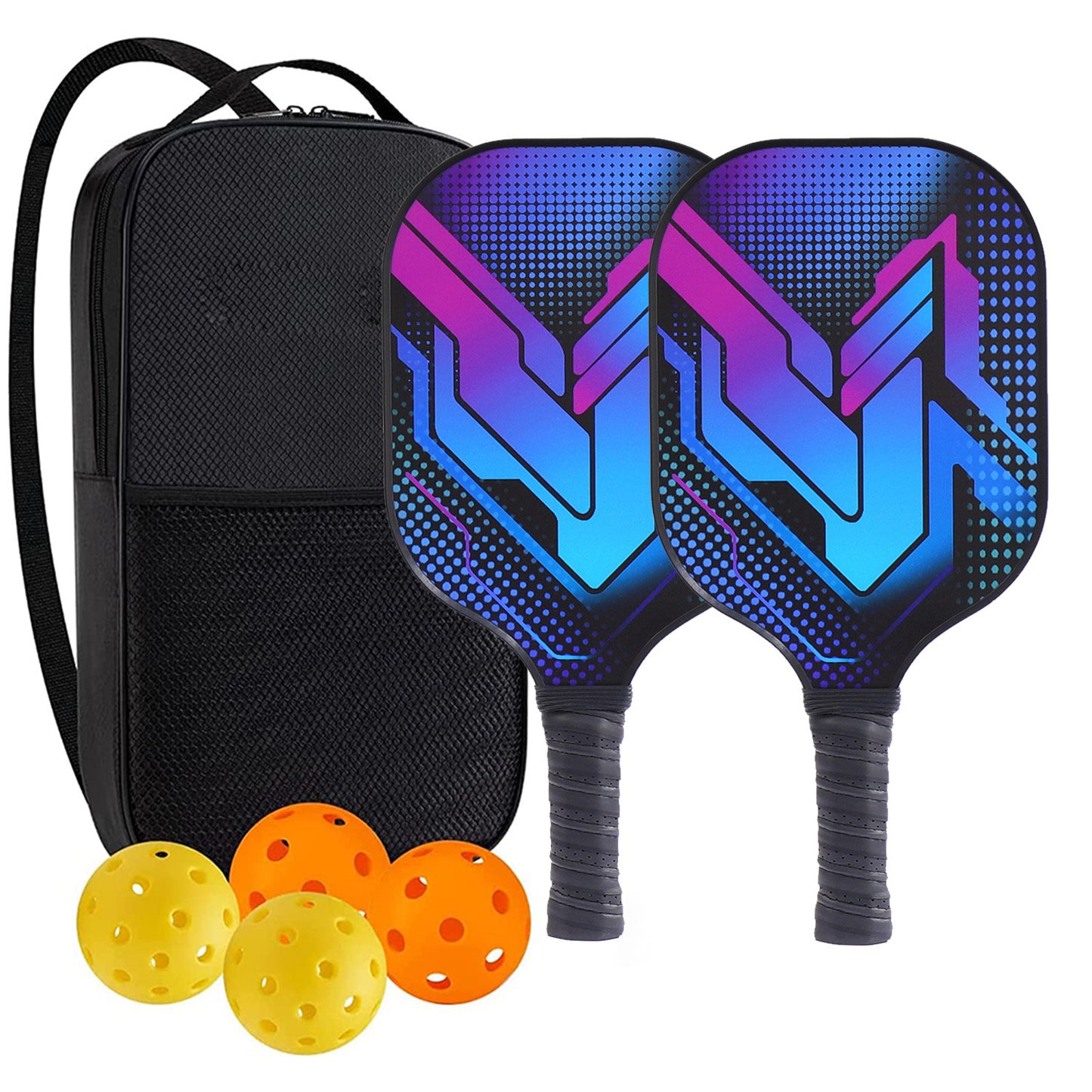 "Professional Pickleball Paddle set with balls  - Unique Artistic Design with fiberglass  Paddle for Enhanced Performance"