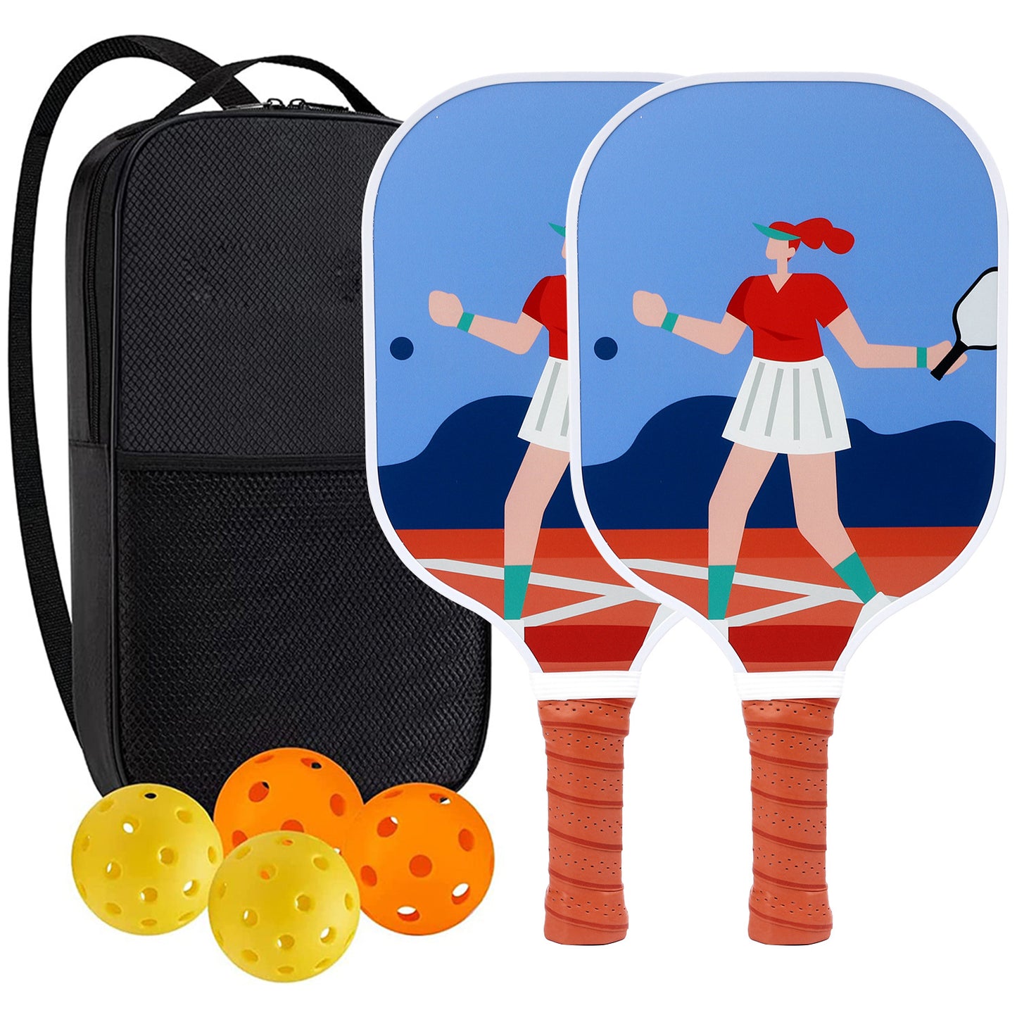 "Professional Pickleball Paddle set with balls  - Unique Artistic Design with fiberglass  Paddle for Enhanced Performance"