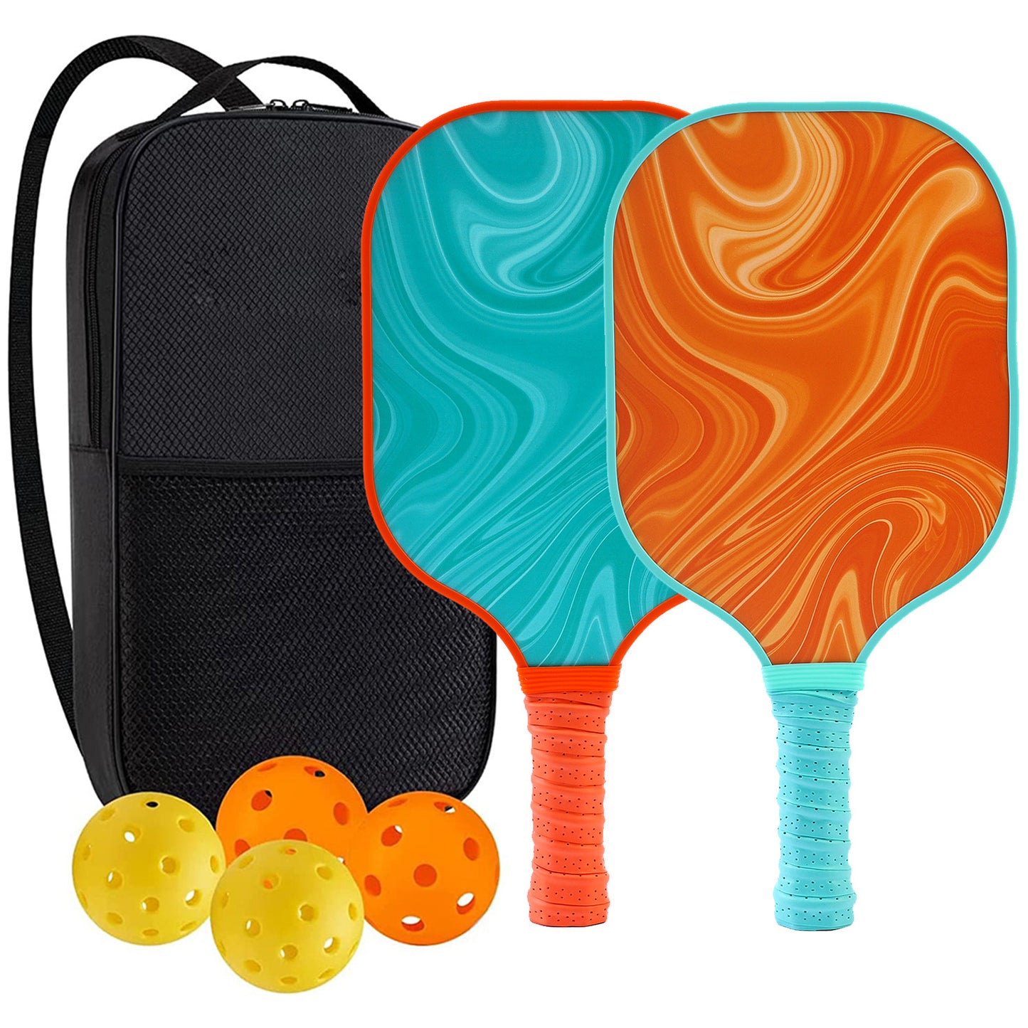 "Professional Pickleball Paddle set with balls  - Unique Artistic Design with fiberglass  Paddle for Enhanced Performance"