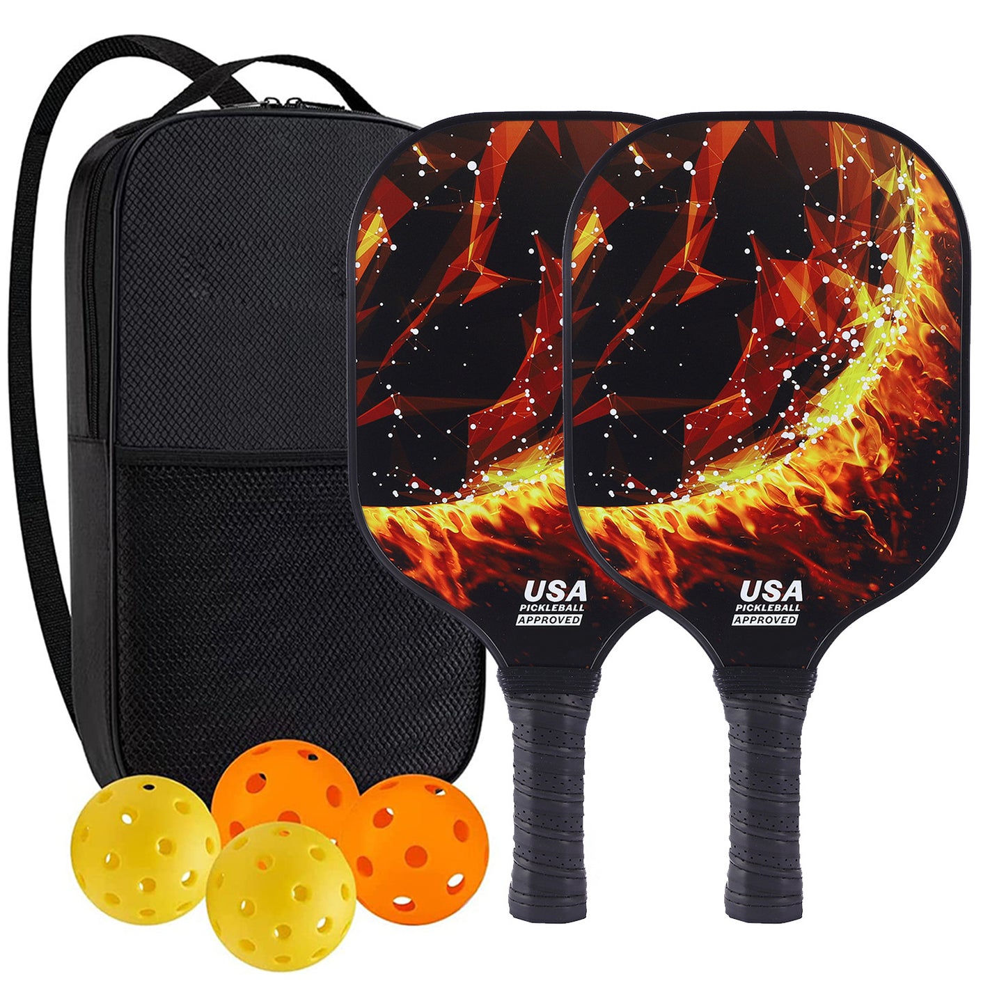 "Professional Pickleball Paddle set with balls  - Unique Artistic Design with fiberglass  Paddle for Enhanced Performance"