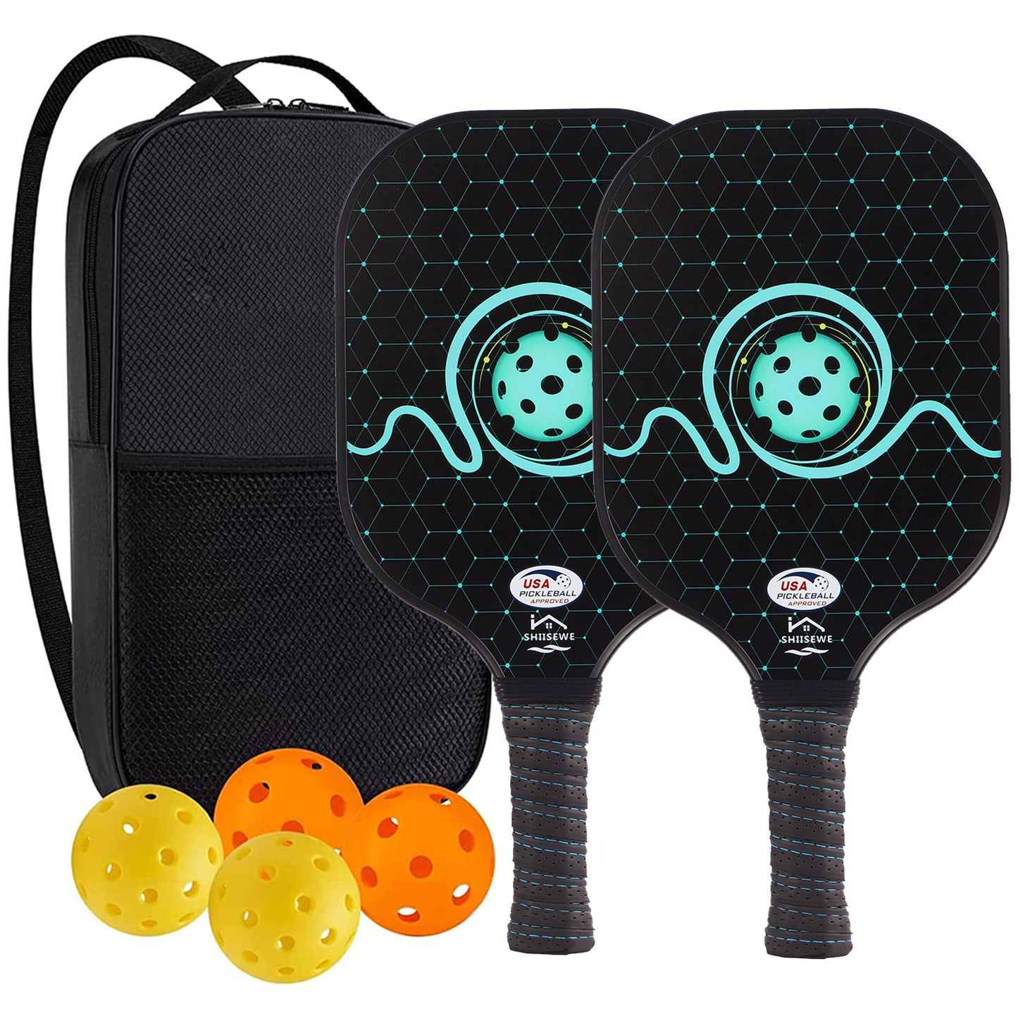 "Professional Pickleball Paddle set with balls  - Unique Artistic Design with fiberglass  Paddle for Enhanced Performance"