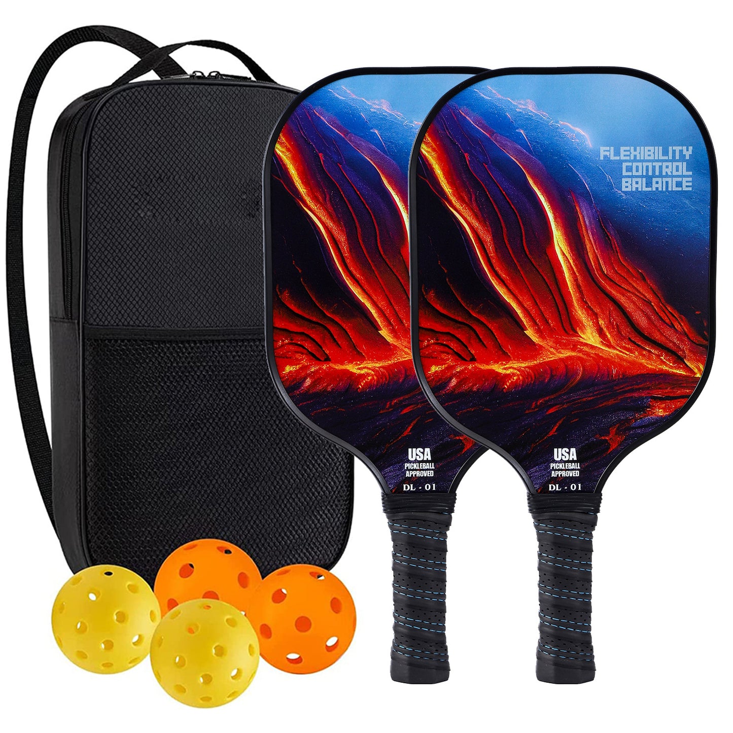 "Professional Pickleball Paddle set with balls  - Unique Artistic Design with fiberglass  Paddle for Enhanced Performance"