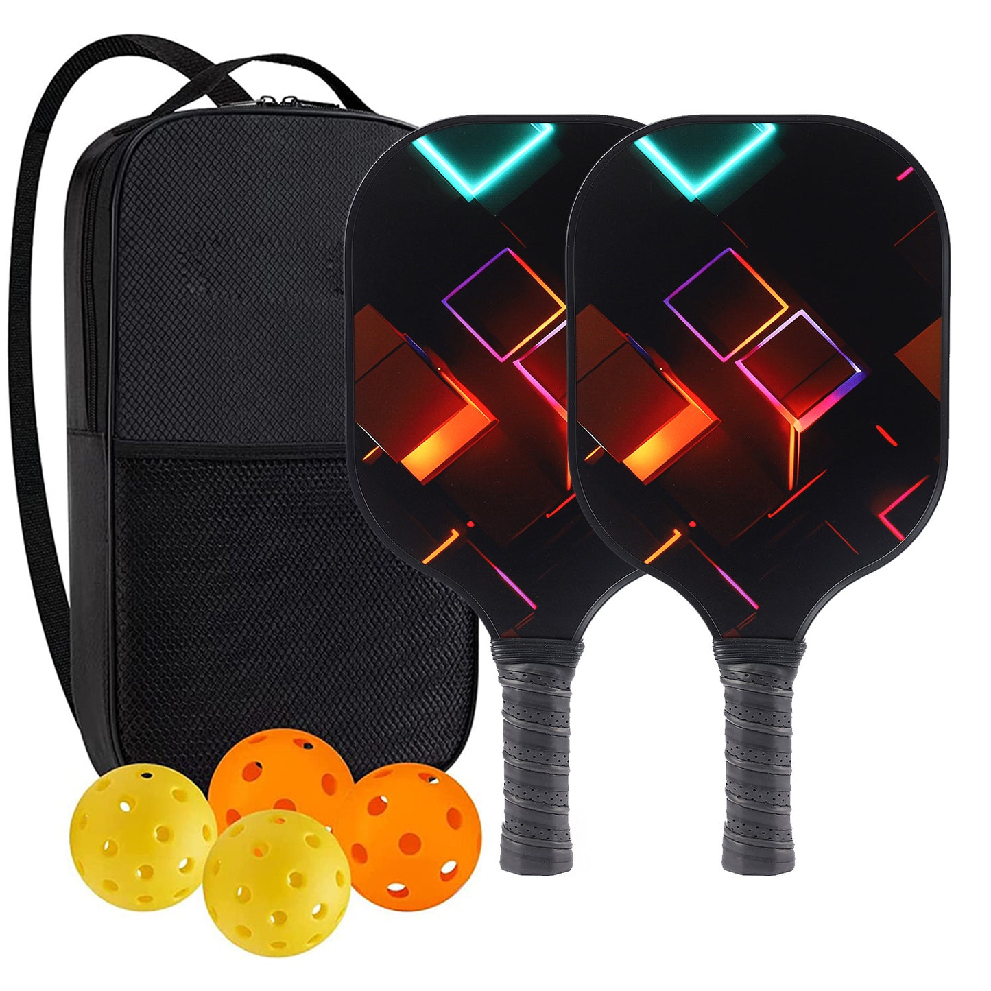 "Professional Pickleball Paddle set with balls  - Unique Artistic Design with fiberglass  Paddle for Enhanced Performance"