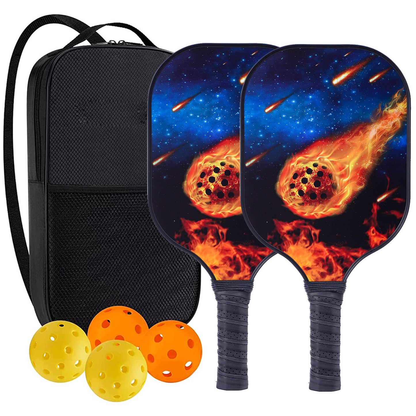 "Professional Pickleball Paddle set with balls  - Unique Artistic Design with fiberglass  Paddle for Enhanced Performance"