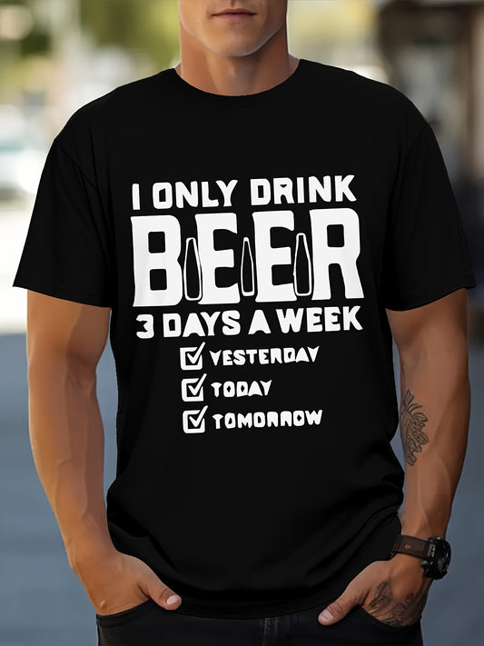 Men's Beer lovers  T-shirt, Short Sleeved Round Neck T-shirt, Men's Summer Outdoor Clothing