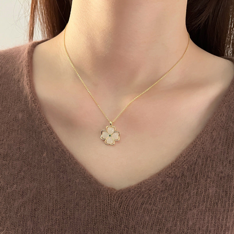 Gold Plated Four-Leaf Clover Pendant Necklace