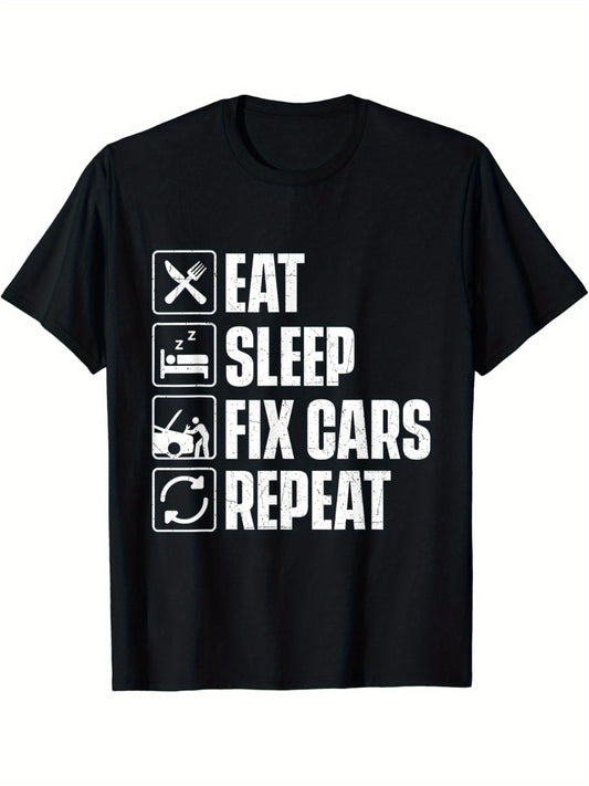 Eating, Sleeping, Repairing Cars, Repeating The Cycle - Car Enthusiast And Mechanic T-shirt