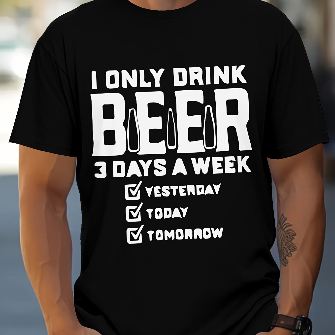 Men's Beer lovers  T-shirt, Short Sleeved Round Neck T-shirt, Men's Summer Outdoor Clothing