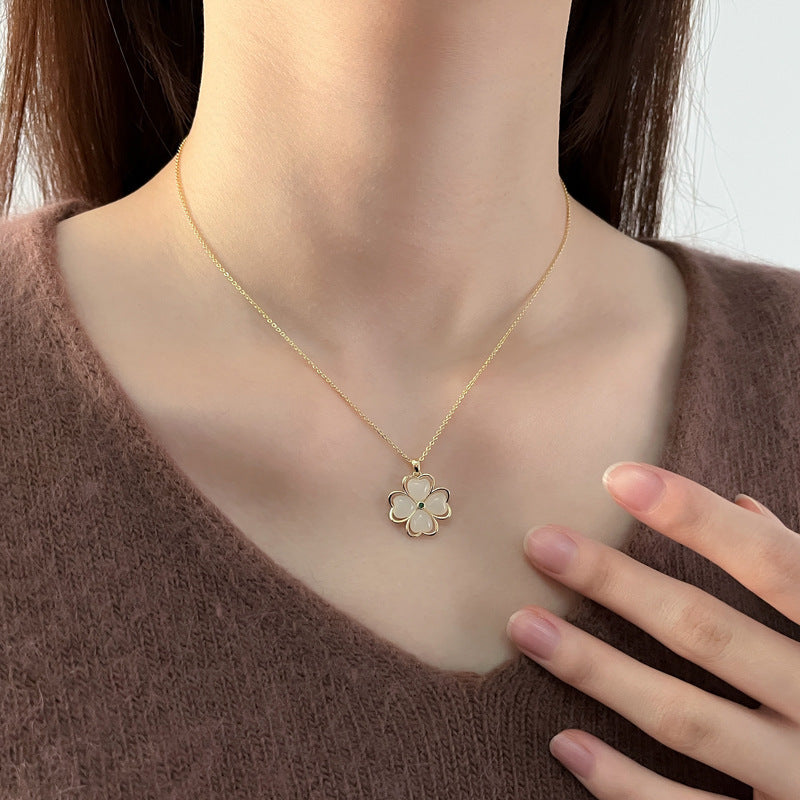 Gold Plated Four-Leaf Clover Pendant Necklace