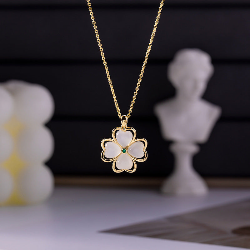 Gold Plated Four-Leaf Clover Pendant Necklace